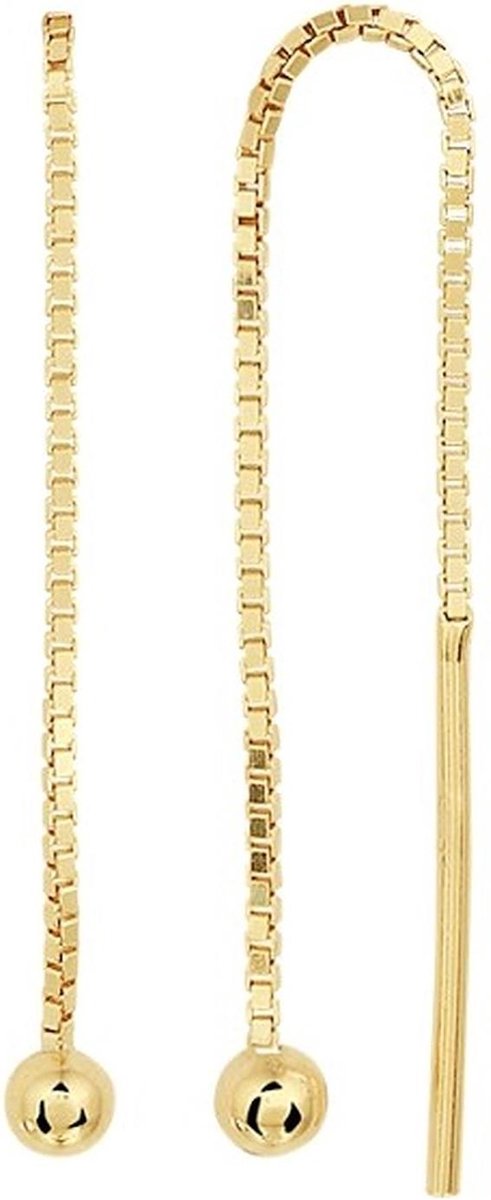 YO&NO - Oorbellen - Zilver verguld - Doortrekoorbellen -  Bolletje - 3 mm - 66 mm - Sieraden vrouw - Zilver 925