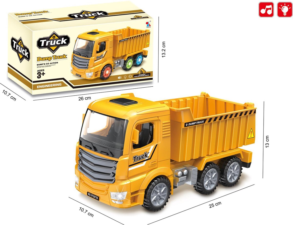 Vrachtwagen speelgoed met laadbak-kiepbak - Dump Truck - met licht en  geluid 25CM... | bol.com