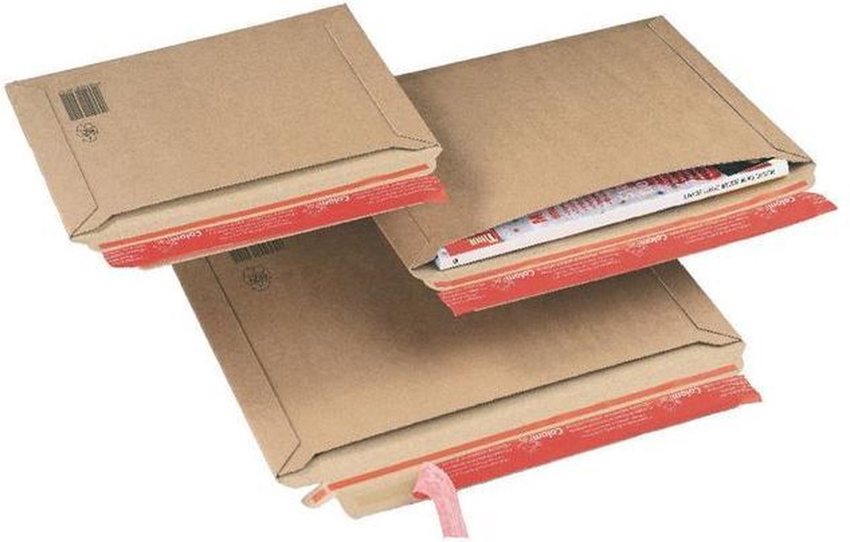 100x ColomPac® kartonnen envelop dwars B5+ bruin 270 x 185 mm - met plakstrip