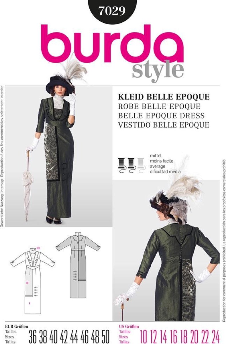 Patron de Couture Burda 7029 - Robe 'Belle Epoque' | bol