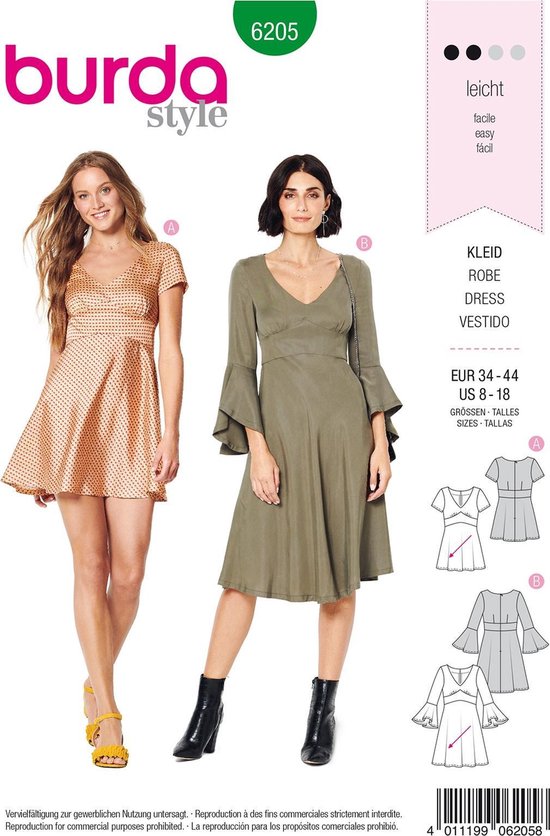 9206 Burda Naaipatroon - Jurk in variatie | Burda nieuwe patronen