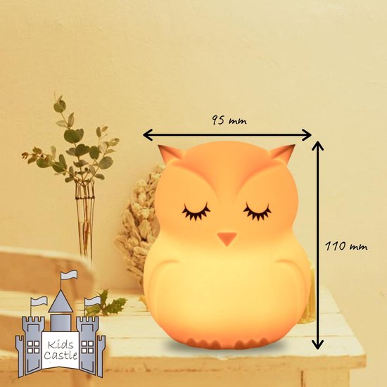 Kids Castle 8 kleurig LED Nachtlampje Kinderen - Uil - Accu - Oplaadbaar - Tafellamp - Leeslamp