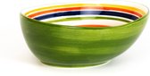 Pro Italia Riga Fruitschaal - groen-  23 cm -11cm hoog - keramiek-aardewerk - saladeschaal-serveerschaal