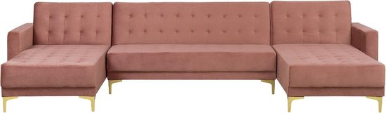 Beliani ABERDEEN – Hoekbank – Roze – fluweel