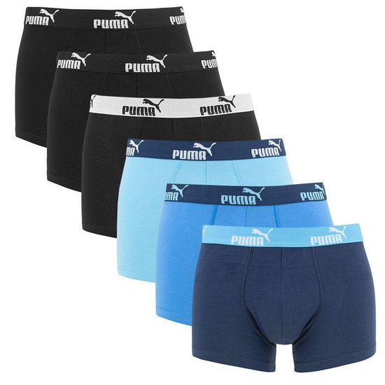 PUMA - basic 6-pack heren boxershorts zwart/blauw - maat L | bol.com