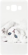 ADEL Siliconen Back Cover Softcase Hoesje Geschikt voor Samsung Galaxy A3 (2015) - Katten Wit