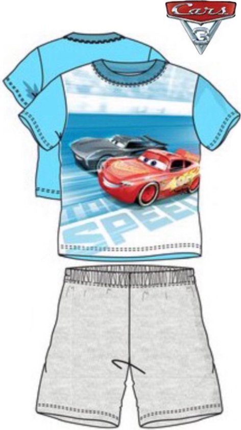 Cars 3 pyjama korte mouw - grijs - lichtblauw - maat 128 / 8 jaar
