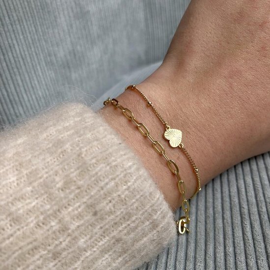 Bracelet Lauren Sterk Amsterdam cœur - plaqué or - revêtement supplémentaire