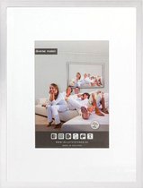 Vlakke Houten Wissellijst - Fotolijst - 45x60 cm - Ontspiegeld Kunstglas - Wit - 15 mm