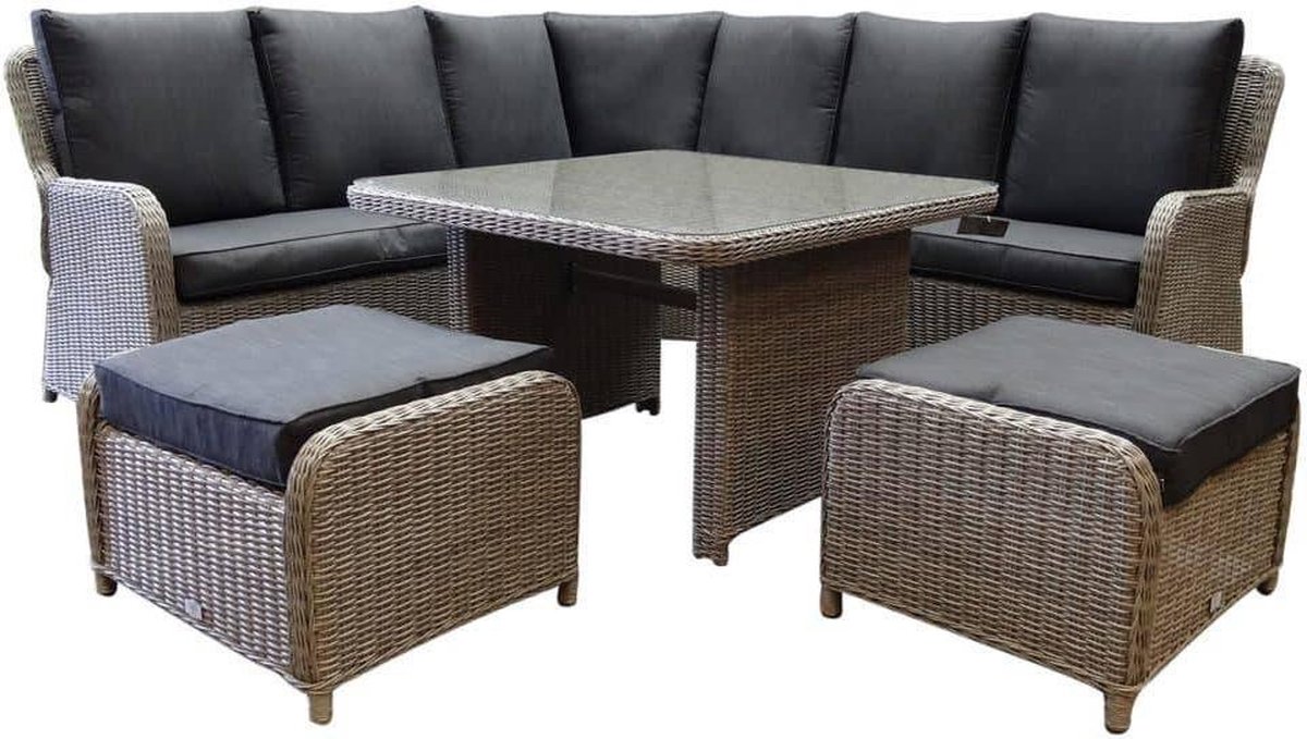 Bilbao hoek dining loungeset 6 delig grijs