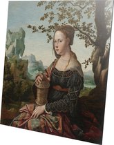 Maria Magdalena | Jan van Scorel | ca. 1530 | Wanddecoratie | Aluminium | 100CM x 100CM | Schilderij | Foto op aluminium | Oude meesters