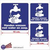 Handen Wassen met water en zeep sticker set van 3 stickers