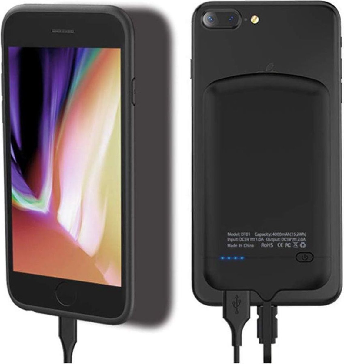 DrPhone Type-C Smart Power Bank - Batterijhouder 4000 mAh met Nano adsorptie Gel Pad - Zwart