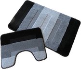 Set de tapis de bain noir / gris - 50 x 80 cm + 40 x 50 cm