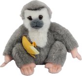 Gibbon grijs zittend met banaan 20 cm