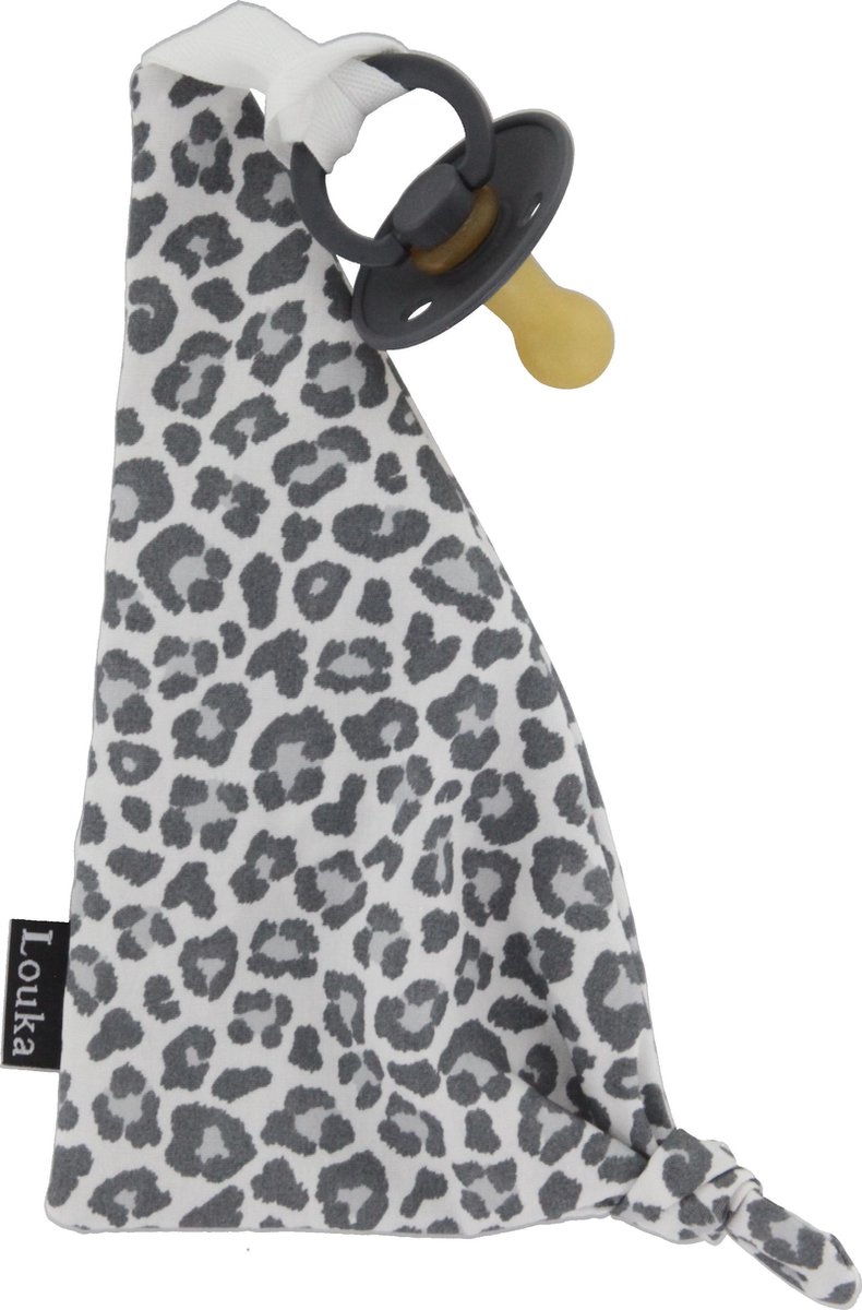 Goedkoopste Louka speendoekje driehoek panter grijs | meisje | jongen | katoen | speenknuffel | speen |