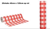 Tafellopers boerenbont op rol 40cm x 120cm( 20stuks op rol) - tafel loper rood wit boerenbont tafel dekken thema feest