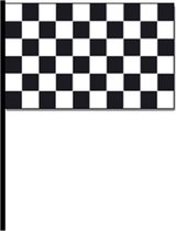 12x Finish vlag zwaaivlag 30 x 45 cm - Race thema feestartikelen - Race vlaggen - Formule 1 vlag