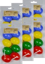 48x Gekleurde kunststof eieren decoratie 6 cm hobby/knutselmateriaal - Knutselen DIY eieren beschilderen - Pasen thema plastic paaseieren eitjes multikleur