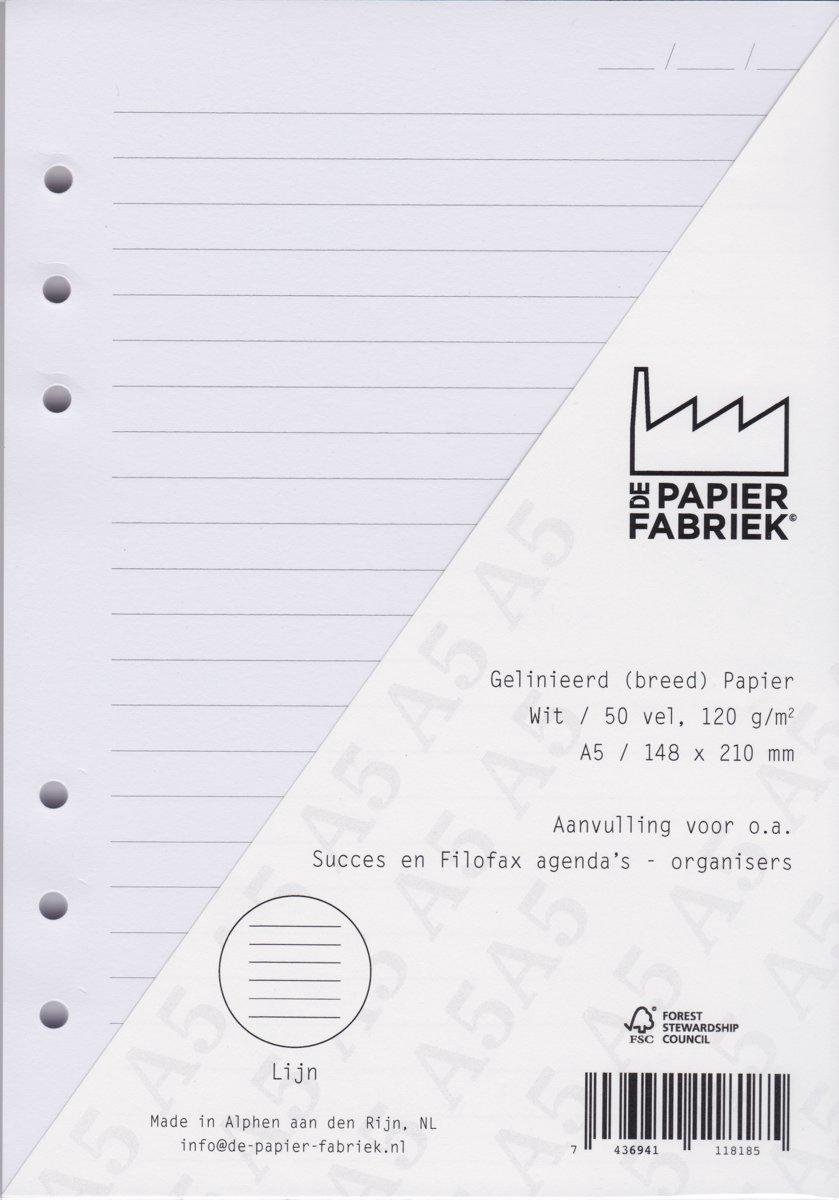 Aanvulling Wit Gelinieerd A5 Notitiepapier 120g/m² voor o.a. Succes, Filofax Organizers 50 vel + 3 Zebra Mildliners Pastel