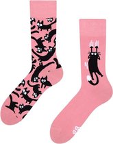 Good Mood Sokken - Roze Katten - Unisex Maat 39-42