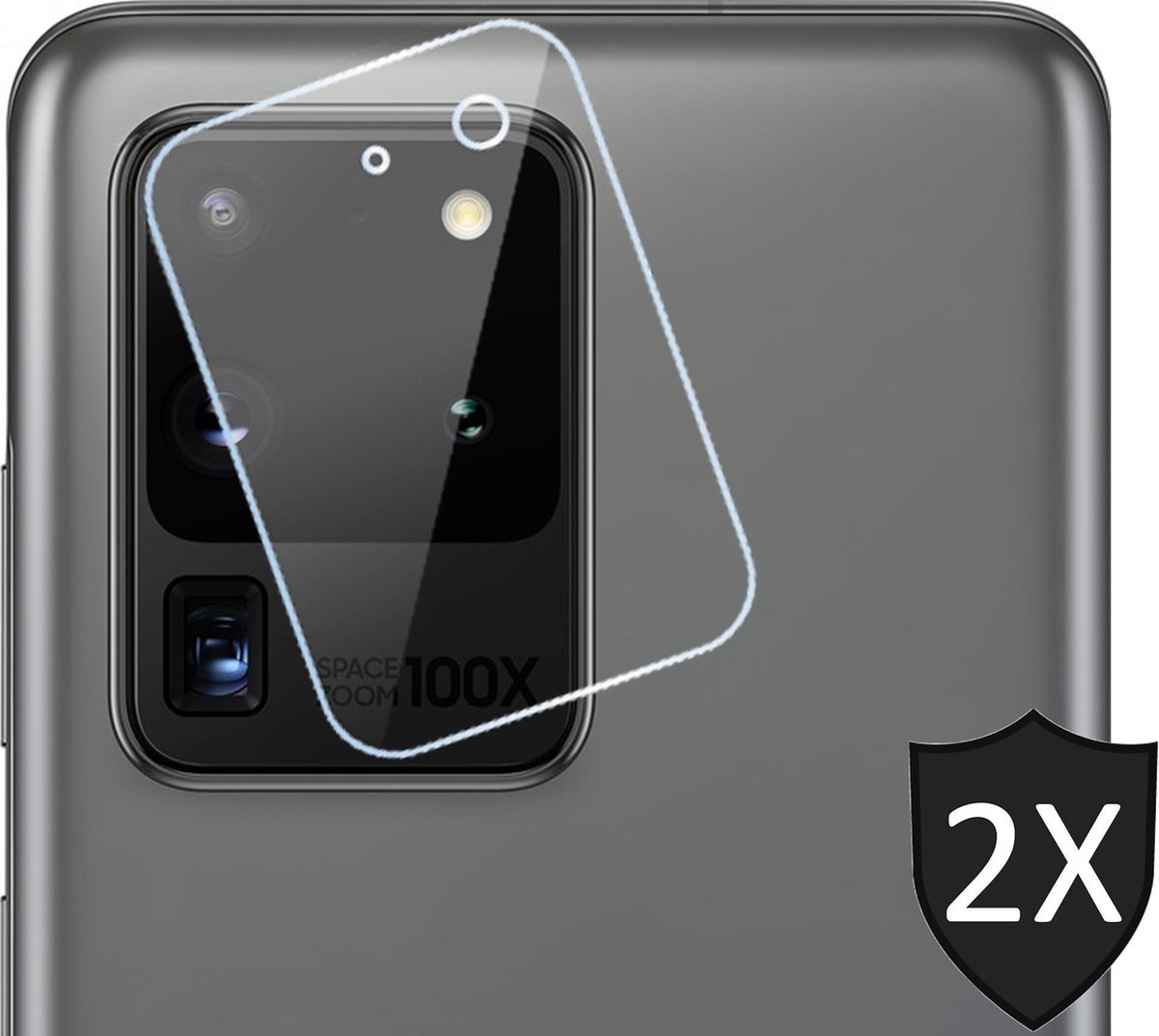 Camera Lens Screenprotector geschikt voor Samsung S20 Ultra - 2x Glas Screen Protector