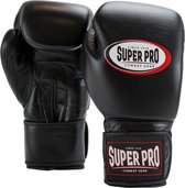 Super Pro Combat Gear Thai-Pro Lederen (Thai)bokshandschoenen Zwart 12oz