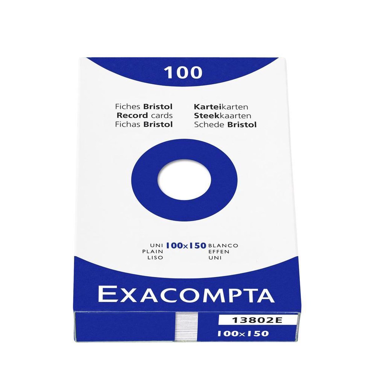 Exacompta etui 100 steekkaarten bristol effen niet geperforeerd 100x150mm - Wit - 13302E