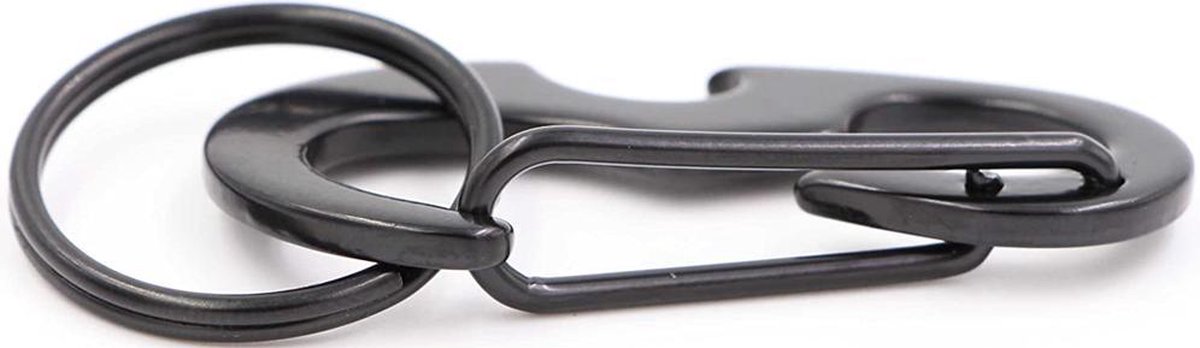 JNNJ Autokarabijnhaak voor heren, flessenopener, metalen Gun Grey sleutelhanger met multi autosleutelhanger, flesopener