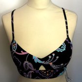 Seafolly ElDorado Bralette Black - Dames Bikinitop Bralette Gebloemd - Maat 36