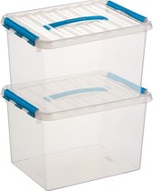 Sunware Q-Line Opbergboxen - 22 L - 40 x 30 x 26 cm - Blauw - 2 Boxen