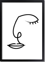 DesignClaud 'Portret' zwart wit poster Line Art A4 poster (21x29,7cm)