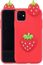 Speelse softcase met 3D aardbeien voor iPhone 11 6.1 inch - Rood