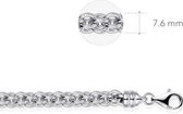 Jewels Inc. - Ketting - Ring Fantasie - 7.6mm Breed - Lengte 50cm - Gerhodineerd Zilver 925