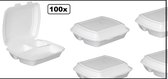 100x Menubox 3 vaks wit - suikerriet - maaltijd eten food bak vakken menu afhaal