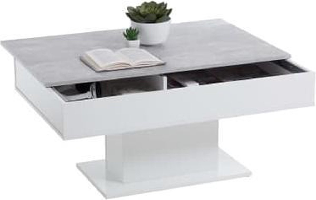 FMD Salontafel betongrijs en wit