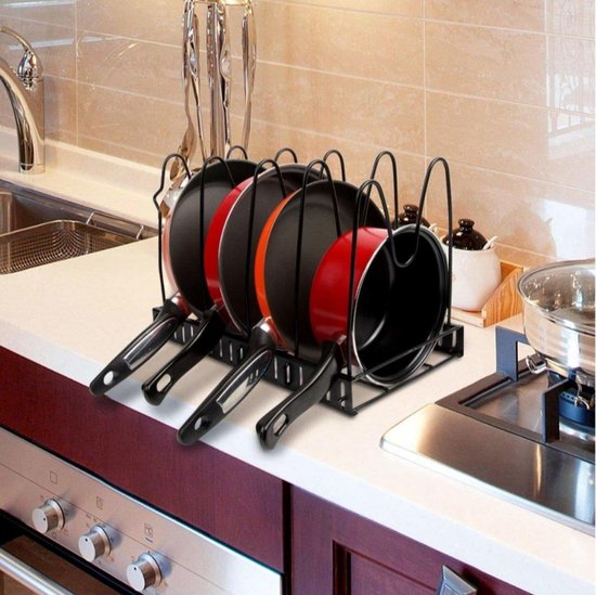 5 Couches étagère de casserole de Rangement de Poêle À Frire Couvercle De  Cuisine Casseroles Support