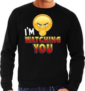 Funny emoticon sweater Here comes trouble zwart heren XL (54)