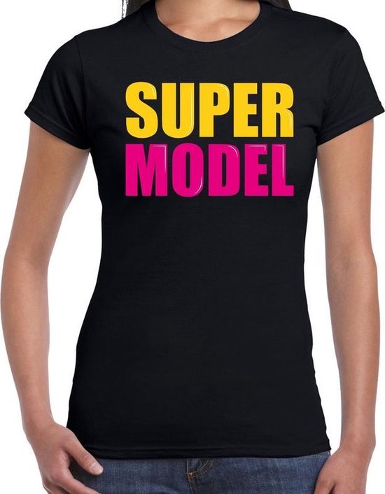 Super model fun tekst t-shirt zwart dames - Fun tekst / Verjaardag ...