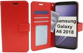 Bookcase Geschikt voor: Samsung Galaxy A6 2018 - Rood - portemonnee hoesje