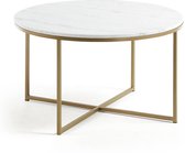 Kave Home - Sheffield salontafel in wit marmer en stalen poten met gouden afwerking Ø 80 cm