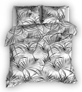 Dekbedovertrek Satin d'Or Palmleaves grijs 100 % Katoen Satijn Strijkvrij 2 persoons dekbedovertrek 200 x 200/220 cm + 2 slopen