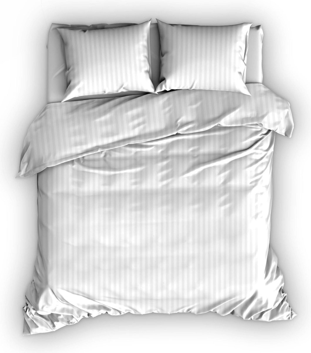 Dekbedovertrek Satin Dor Satijnstreep Wit 260x220 cm