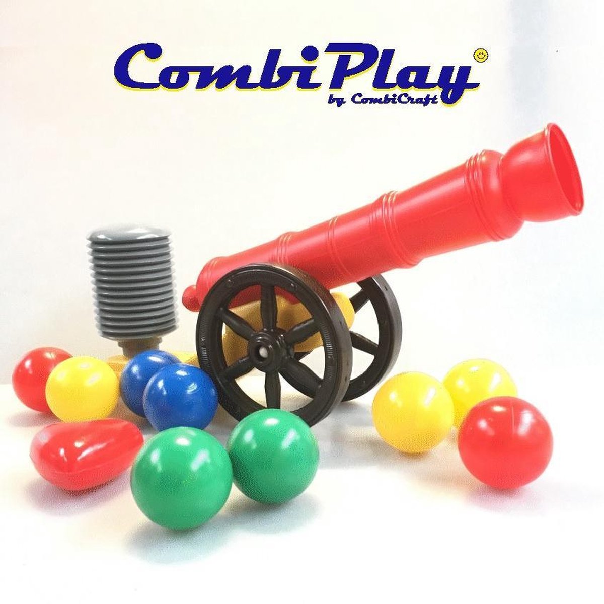 Gekleurd kanon voor het schieten van ballenbakballen - incl. 100 ballenbakballen 7-kleurenmix - Combiplay