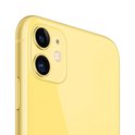 Gele iPhone 11 achterkant met dubbele camera.
