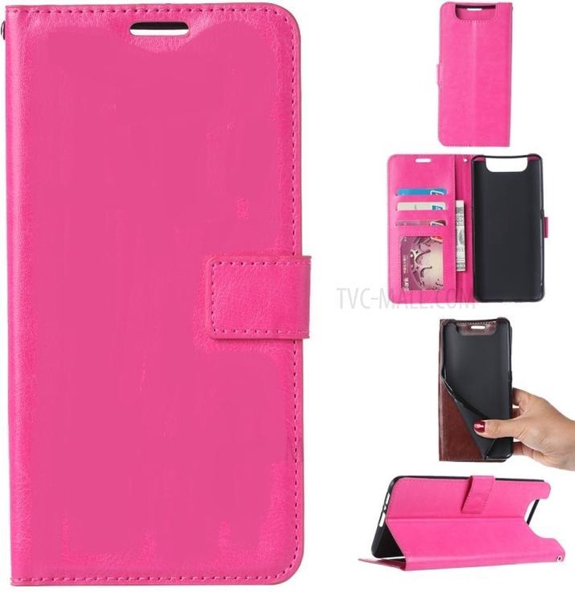 Bookcase Geschikt voor: Samsung Galaxy A80 - Roze - portemonnee hoesje