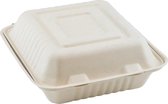 3-vaks suikerriet menubox 20x22x7cm/1000ml bruin, verpakt per 50 stuks