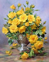 Diamond painting - Boeket gele bloemen in vaas - 40x30cm