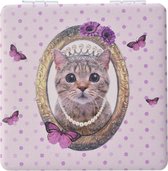 Handspiegel | 7*7 cm | Meerkleurig | Metaal / glas | Vierkant | Kat | Juleeze | MLSBS0041-09