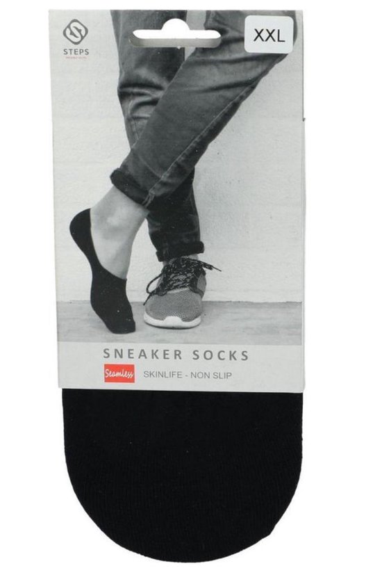Steps | 5 Pack | sneaker sokken Dames | sneaker sokken heren | sneaker sokken | Footies | Zwart | L\XL | Maat 39-41